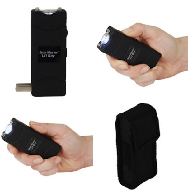 Police BLACK Rechargeable 4.4 Mps STUN GUN w LED Flashlight Disable Pin WOMEN