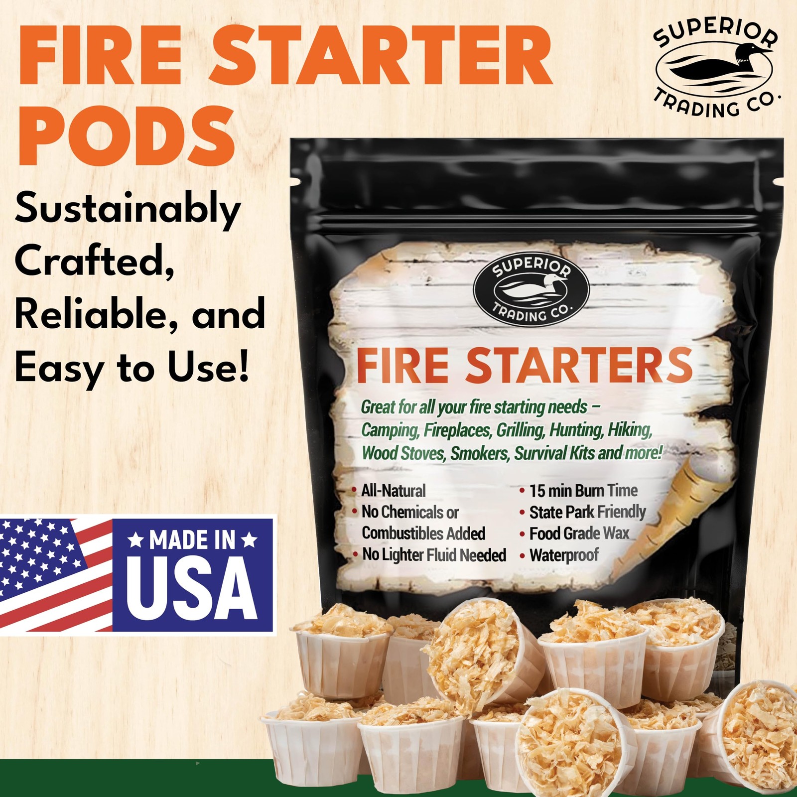 Superior Trading Fire 30 Extra Large pods, Waterproof for Indoor/Outdoor
