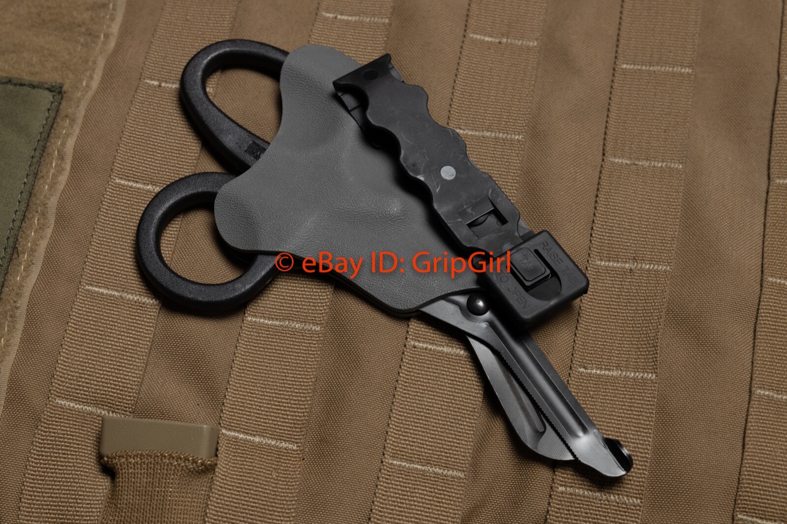 Black Trauma Shears + Dark Gray Kydex Sheath Holster TCCC Medic IFAK Gear EDC
