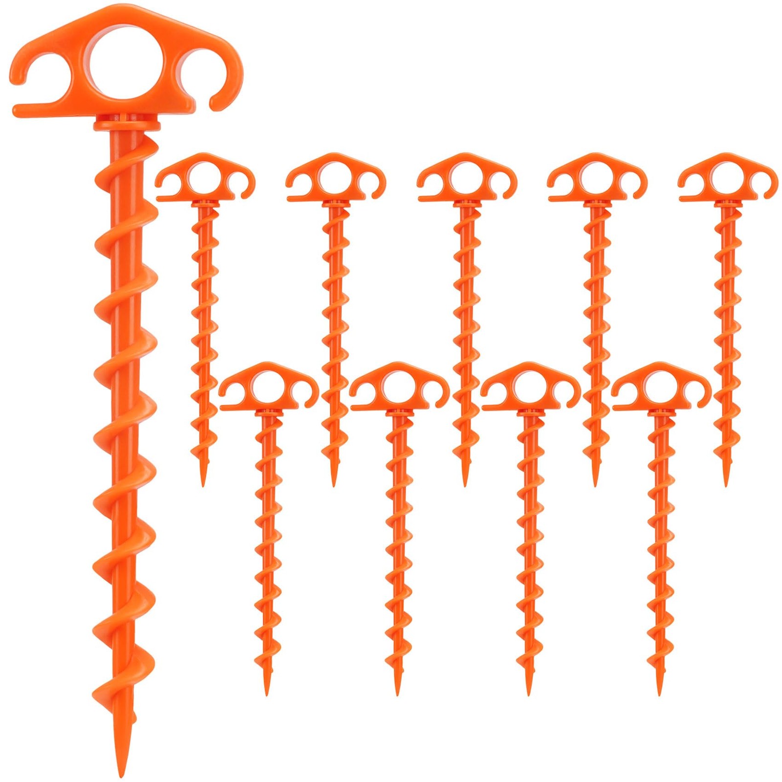 COBARYEN Tent Stakes Ground Anchors Screw in, 10 Pack Sand for Orange
