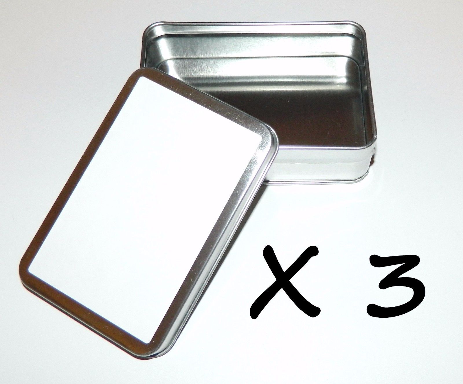 3 X 6oz Rectangular Blank White Label Slip-On Lid Metal Crafts Tin Container Box