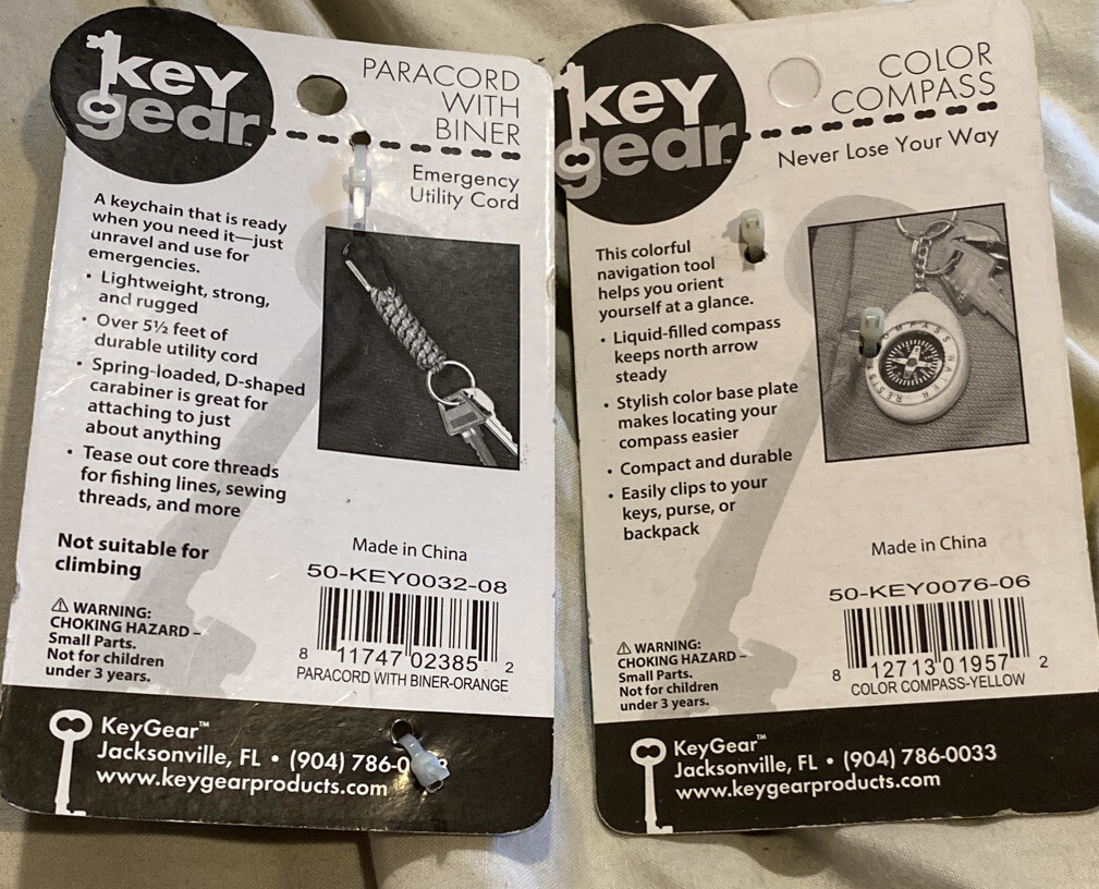 PARACORD w/ Carabiner & Compass Keychain Set by KeyGear Emergency Survival 2-pcs