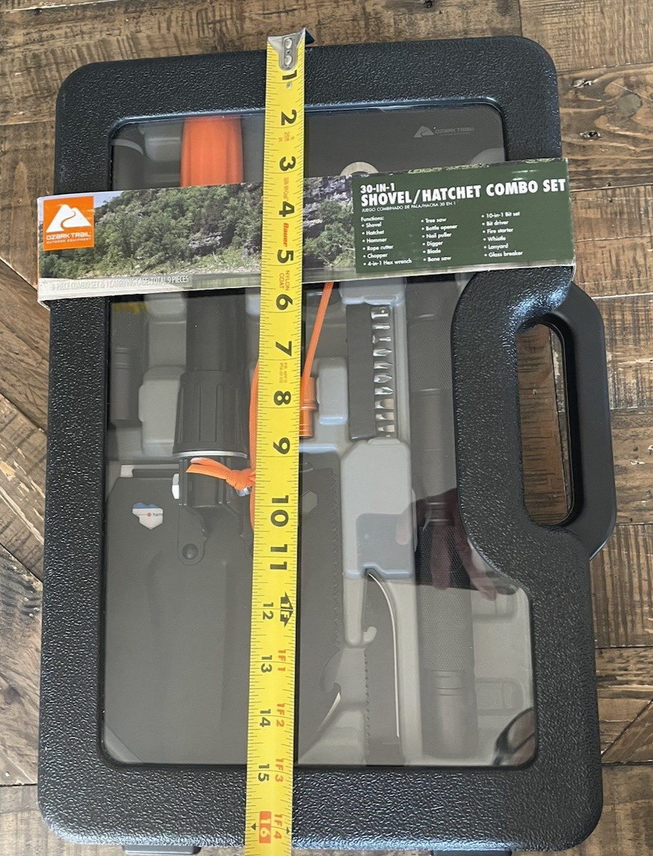 30-in-1 Survival Kit Portable Folding Shovel Multifunctional Camping Tool w/Case