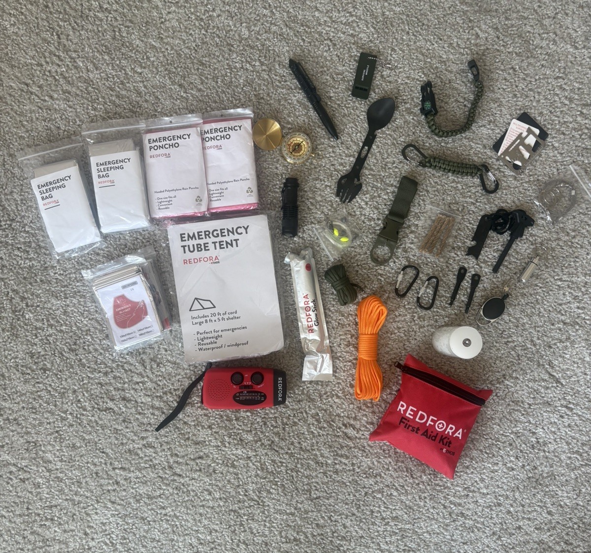 Survival Kit 31 Pieces Emergency Gear Camping Hunting Hiking Bush Craft