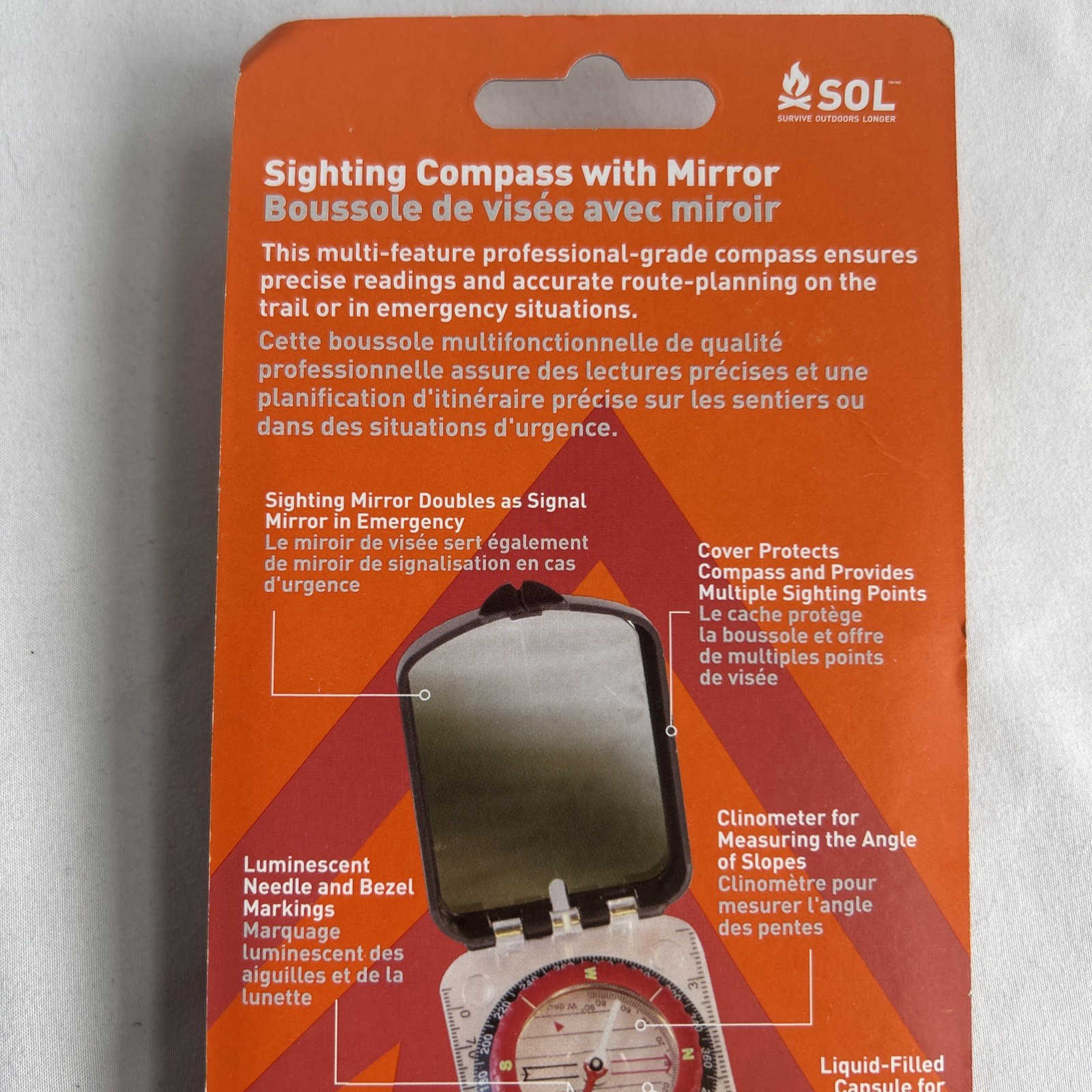 NEW SOL Sighting Compass With Mirror – Glow in the Dark -Breakaway Laynard NEW