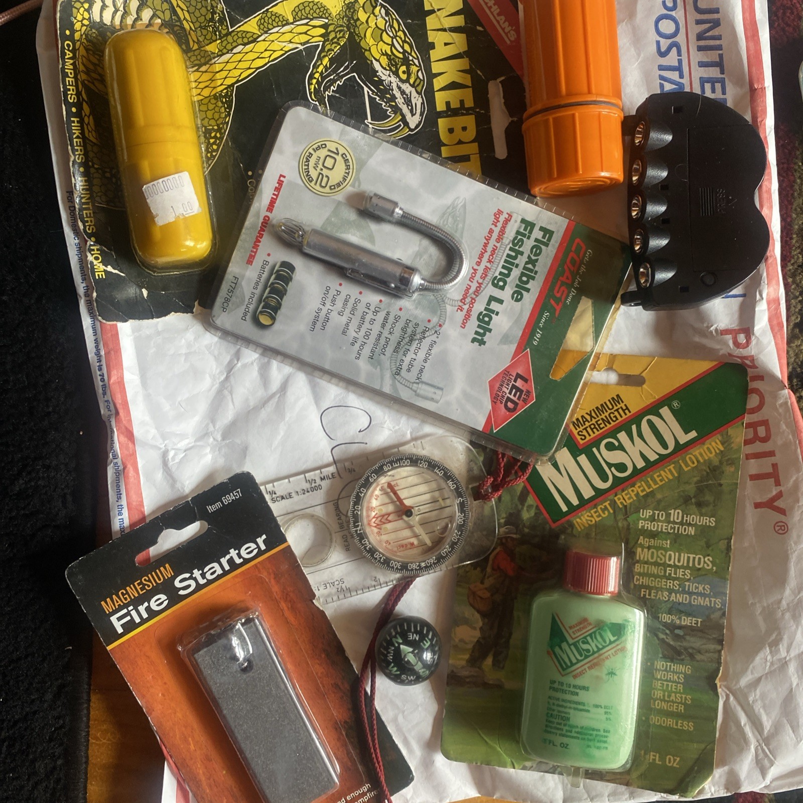Lot Camping,Car,Hiking,compass, firestarter, snake bite mosquito Light CL6