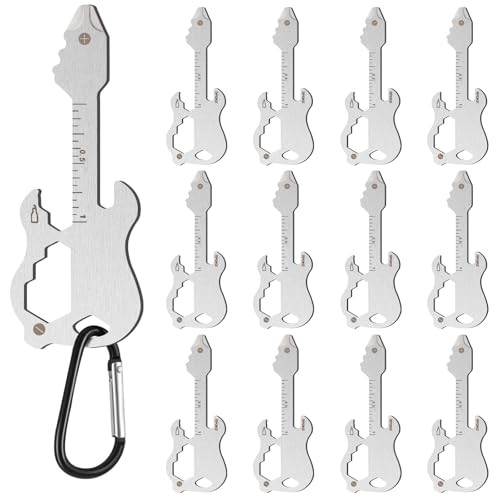 12 Pcs Credit Card Tool Novelty Stocking Stuffer Wallet Silver Guitar
