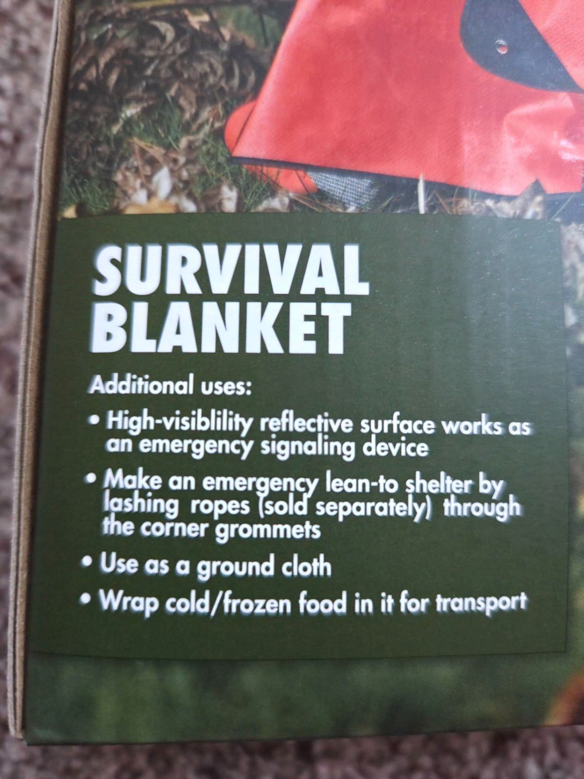 Ozark Trail Survival Blanket Waterproof Windproof Reflective Corner Grommets
