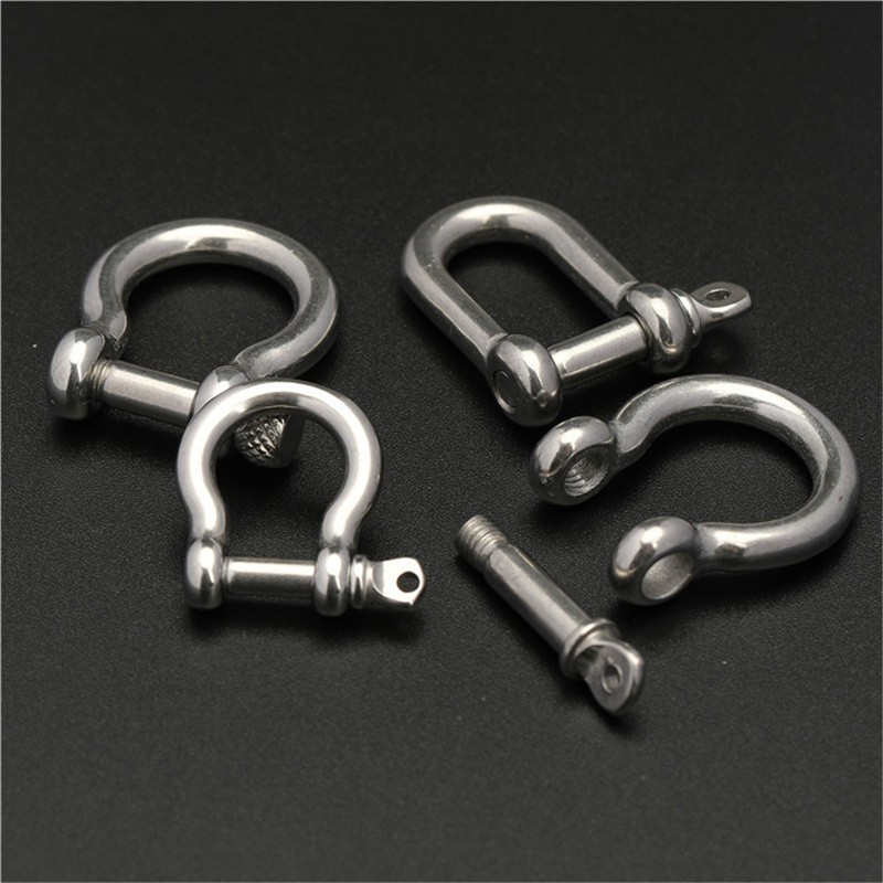 1 Pcs Stainless Steel Carabiner D Bow Shackle Fob Key Ring Hook Screw Buckle