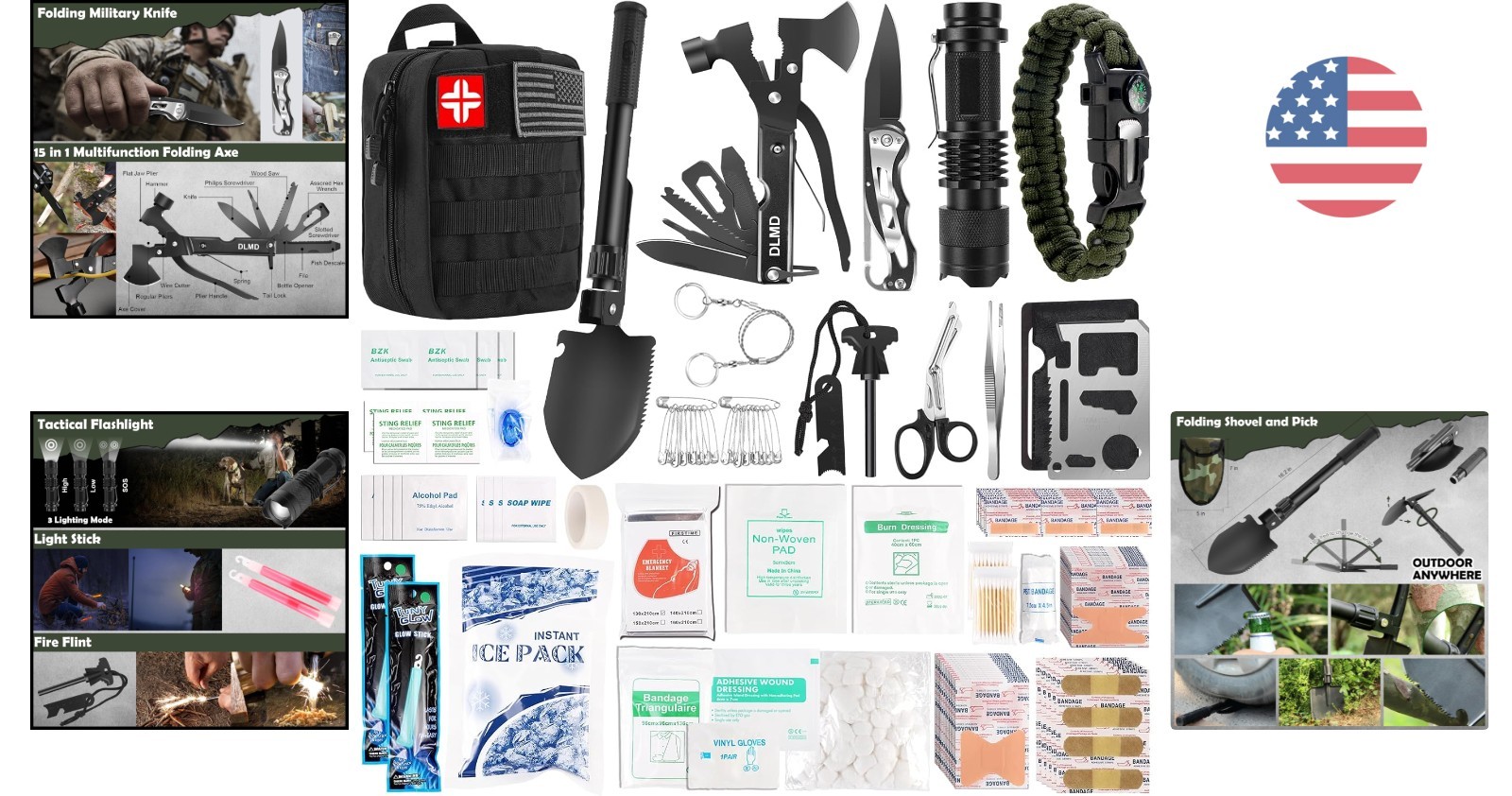Comprehensive 320 PCS Survival & First Aid Kit – Ideal for Camping & Emergencies