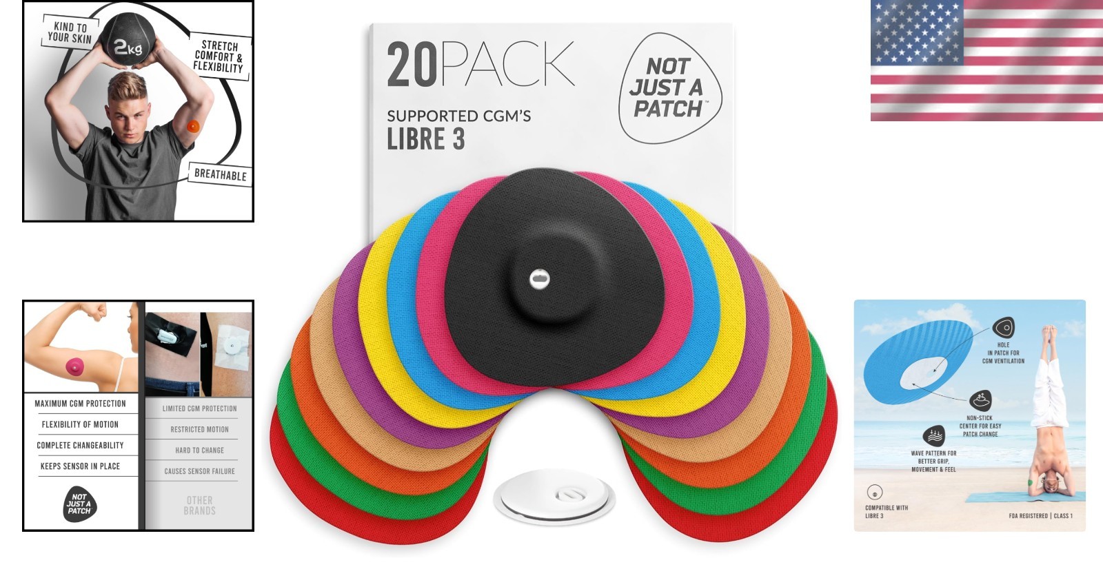 Freestyle Libre 3 Sensor Covers 20pk – Breathable, Sweatproof, Secure Hold, 1…