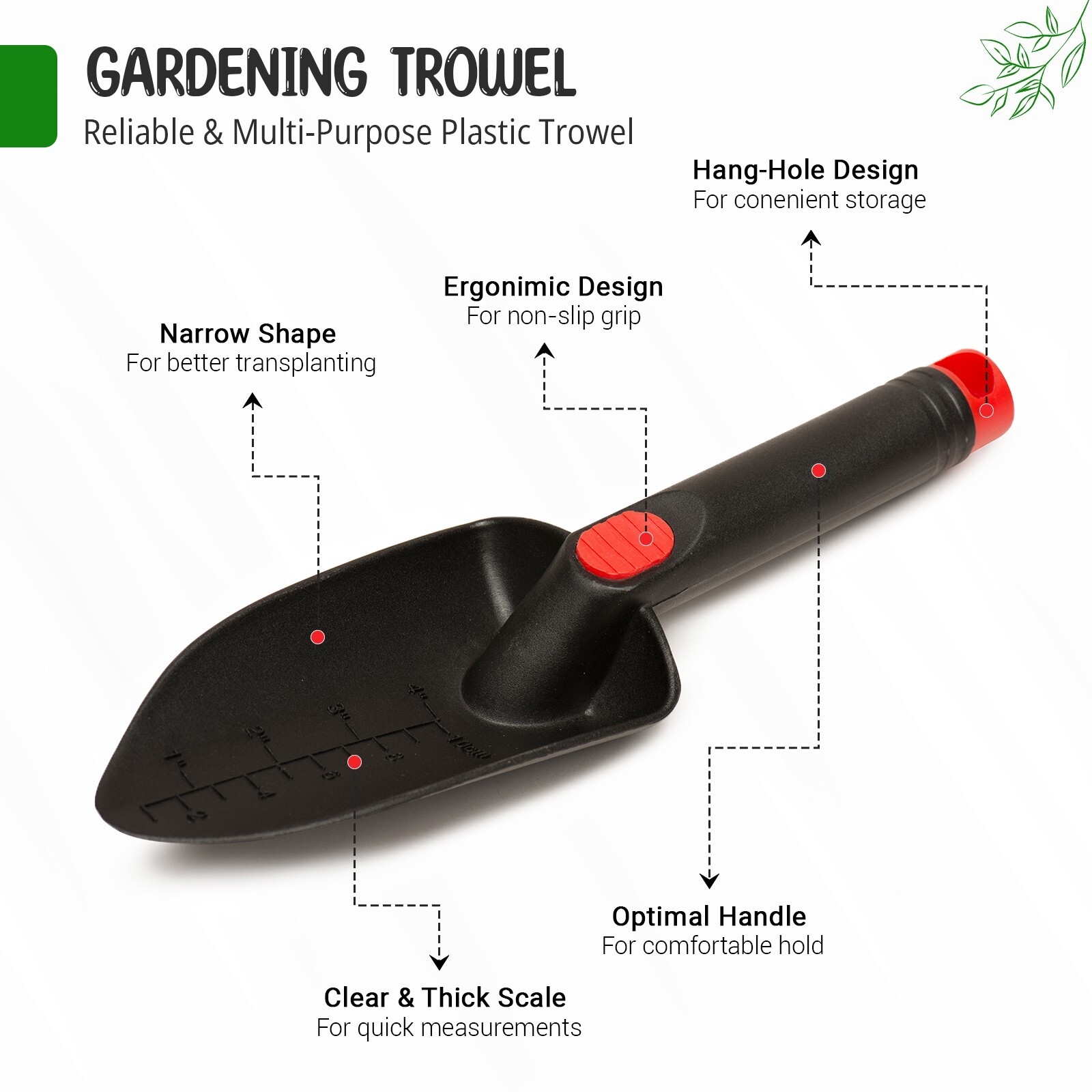 11″ Black Nylon Plastic Durable Camping Backpacking Gardening Shovel Trowel