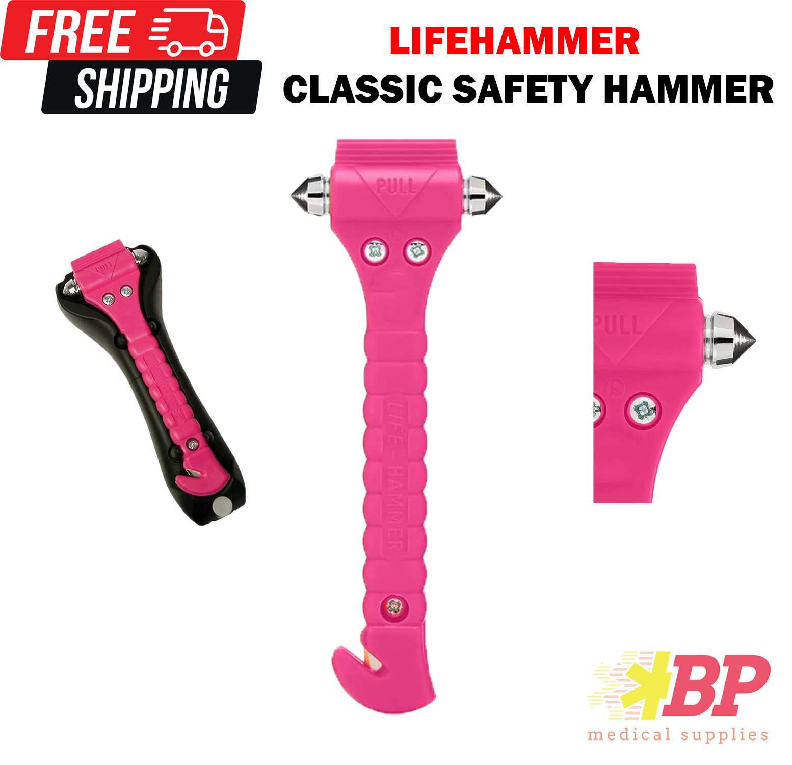 Lifehammer Car Safety Hammer Vehicle Emergency Escape and Rescue – Pink