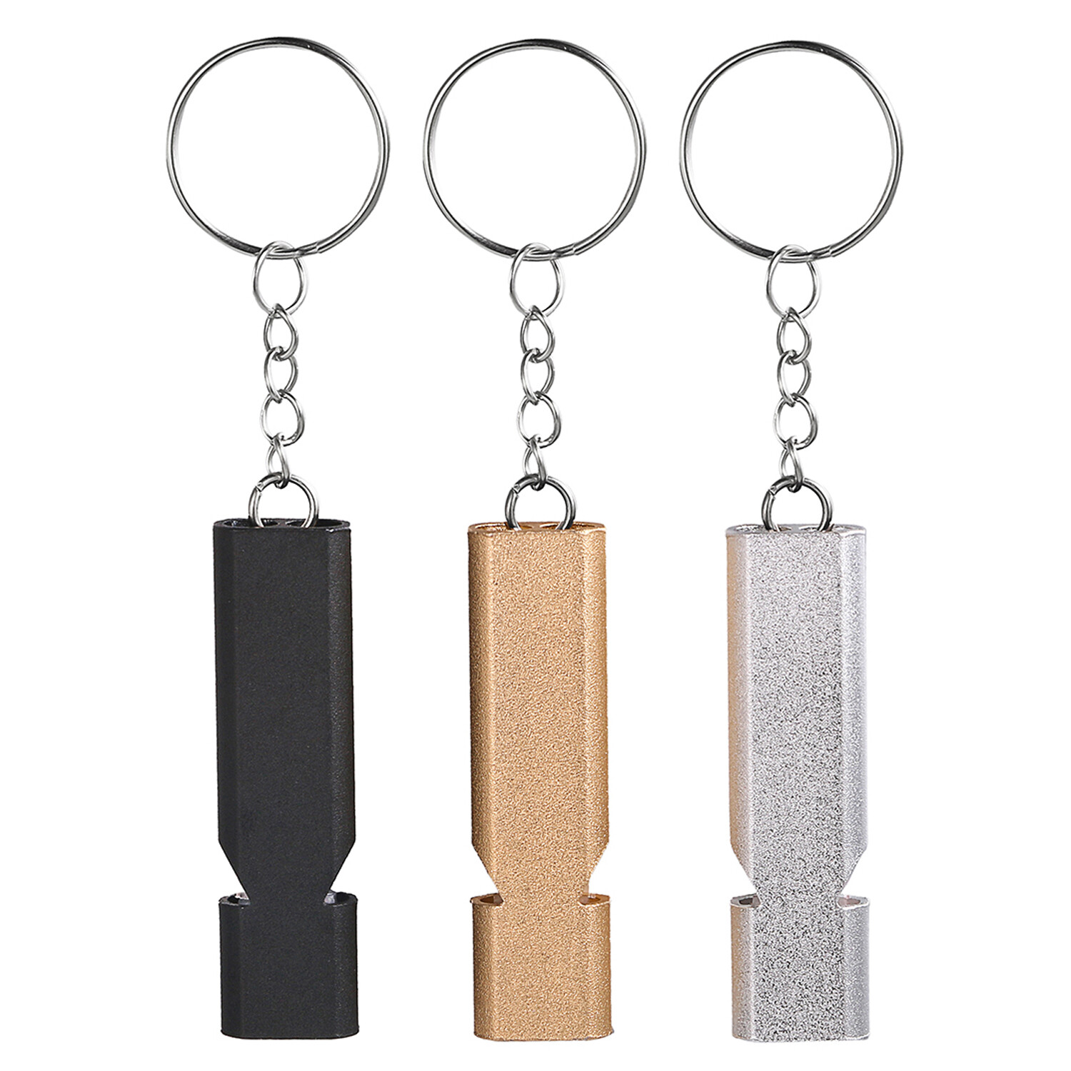6pc Survival Emergency Double Tubes Whistles Keychain for Camping Hiking Outdoor
