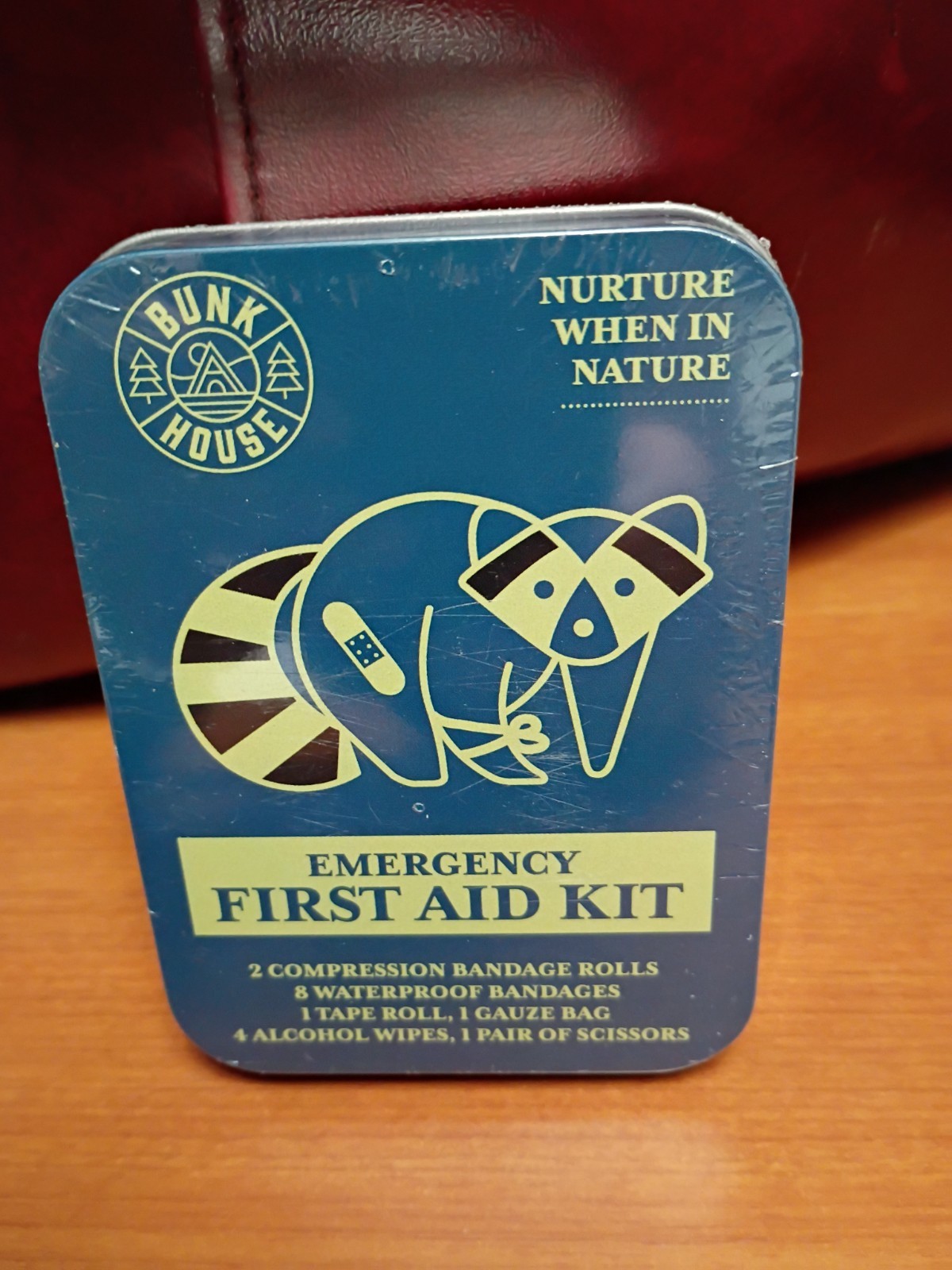 Bunkhouse branded emergency first aid kit featuring a graphic of a tent and…