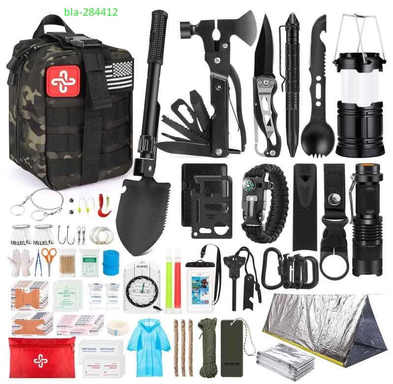 250PCS Survival Kit First Aid Gear with Molle Bag & Emergency Tent