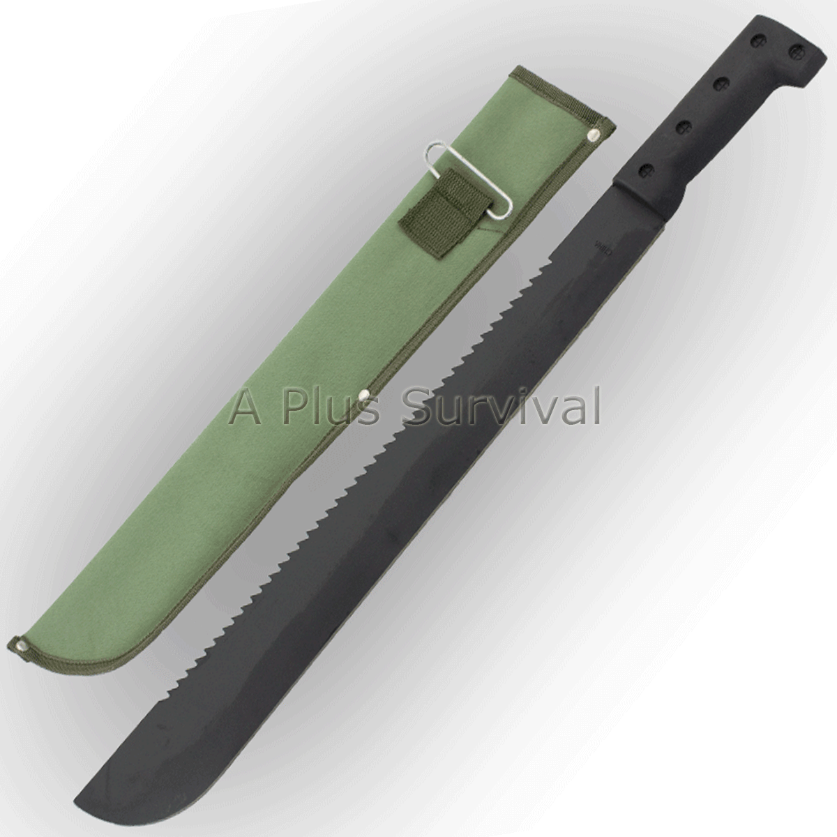 18″ Tempered Steel Camping Brush Machete Saw Sheath Hunting Survival Kits