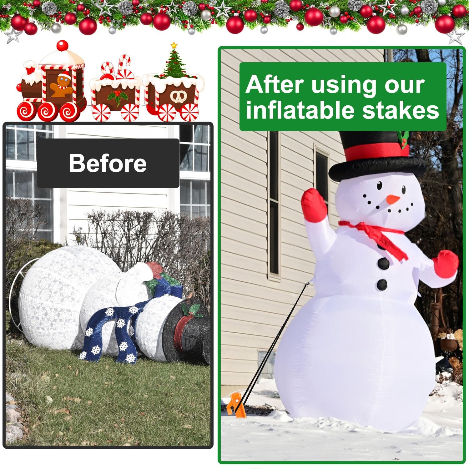 Plastic Inflatable Stakes Set for Halloween Christmas Holiday Orange