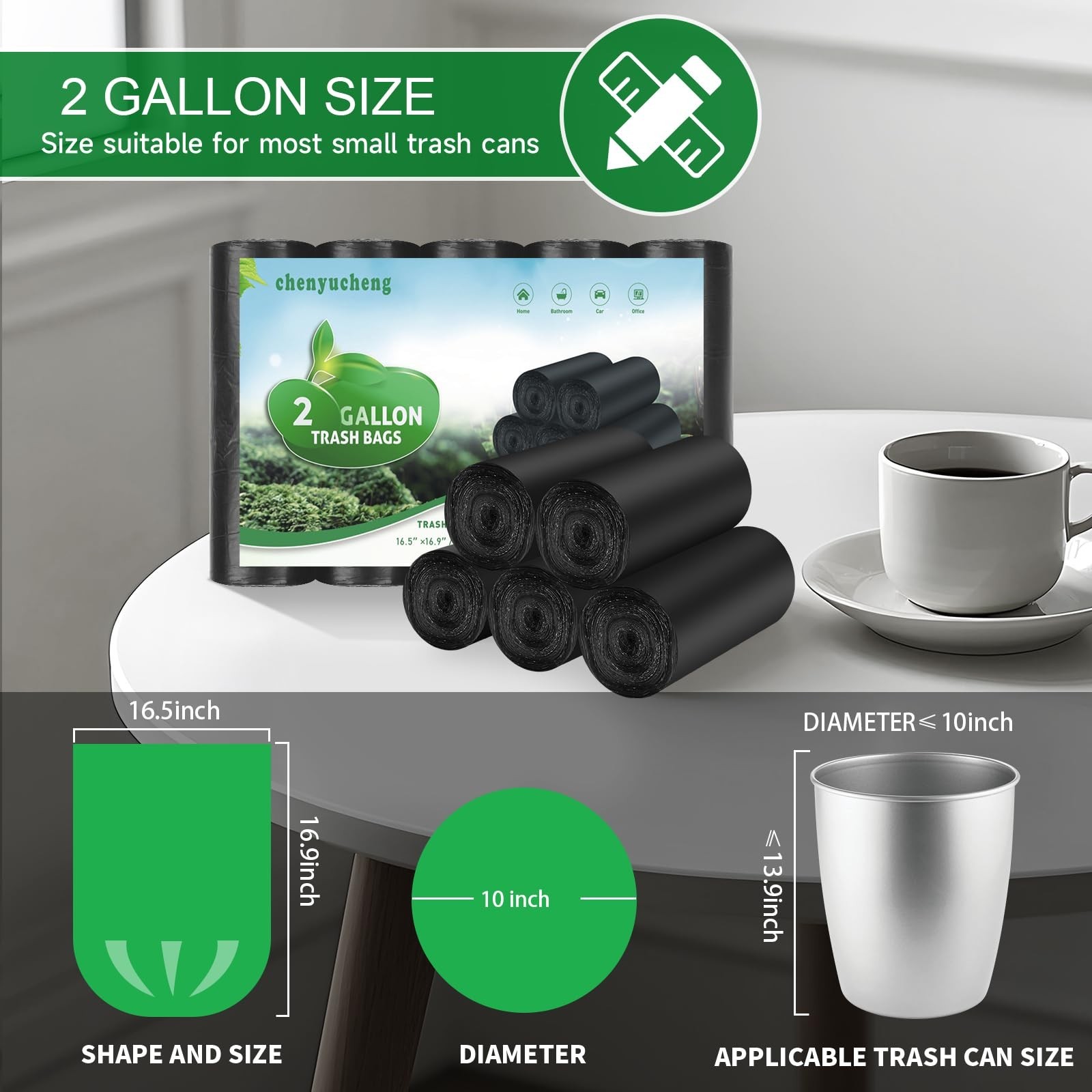 Small Biodegradable Trash-Bags Bathroom 2 Gallon-Black – Mini Garbage Bags Co…