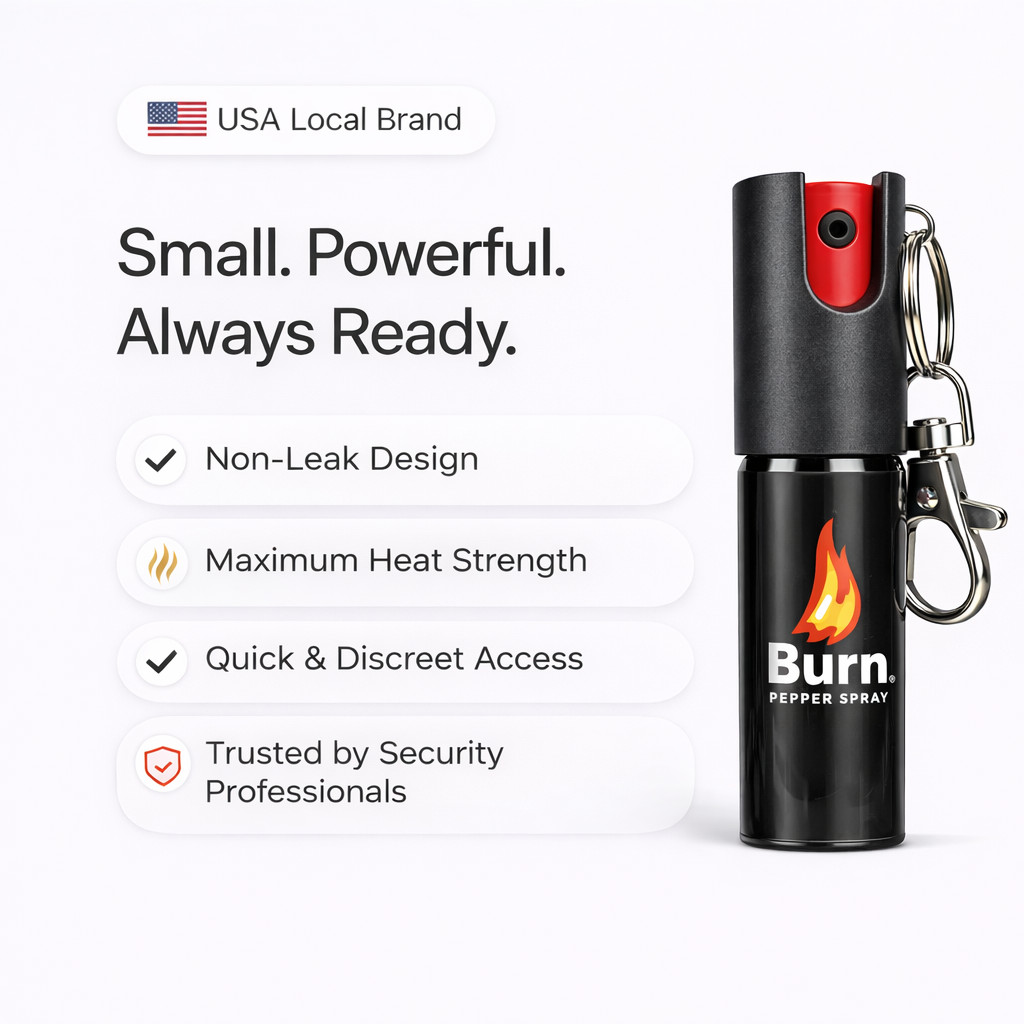 3 Pack Burn Pepper Spray Keychain – Police Strength OC with UV Dye & Safety Lock
