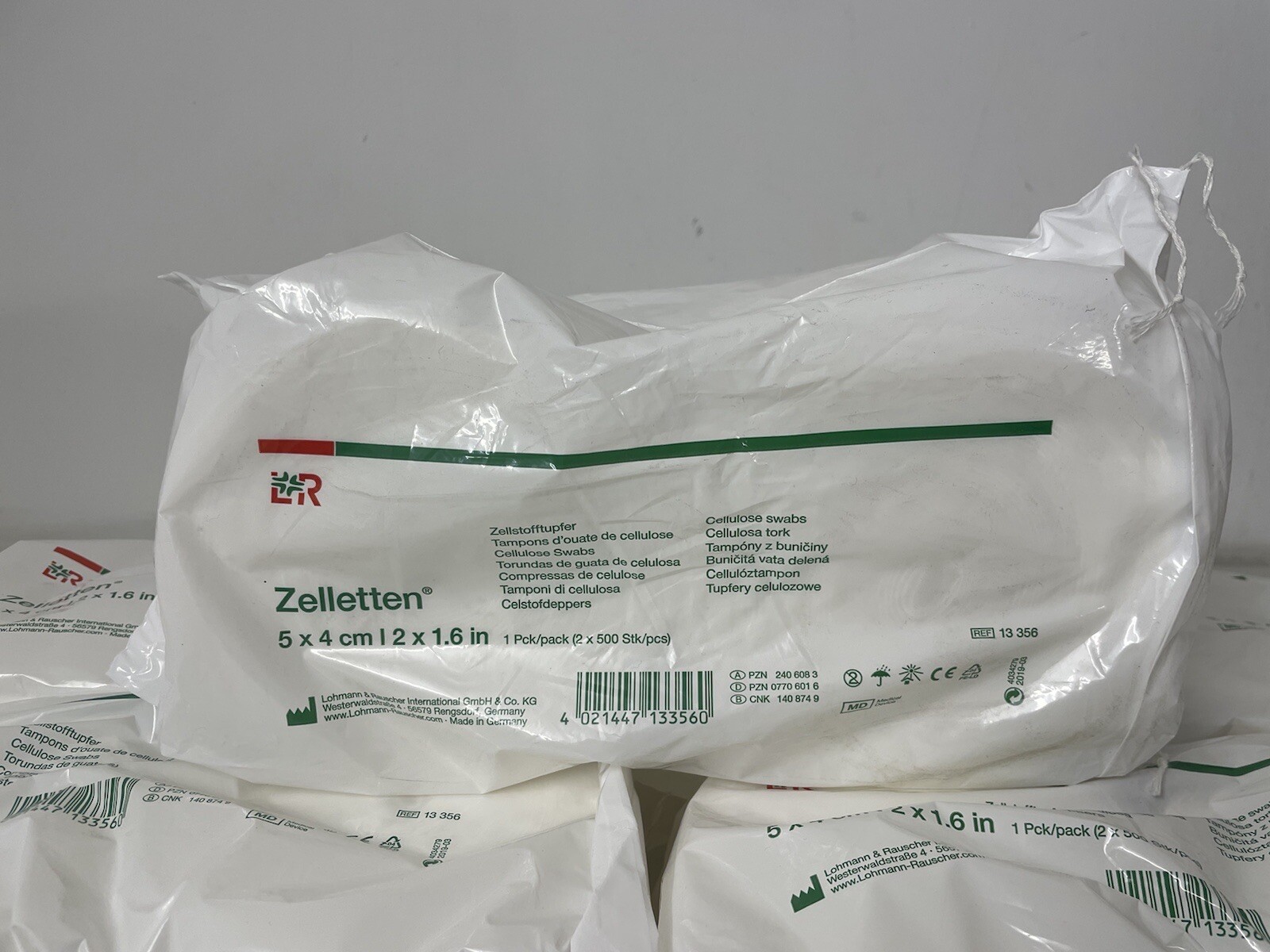 5x L&R Cellulose Pulp Swabs 5x4cm Absorbent 2 Rolls (2×500 Swabs)