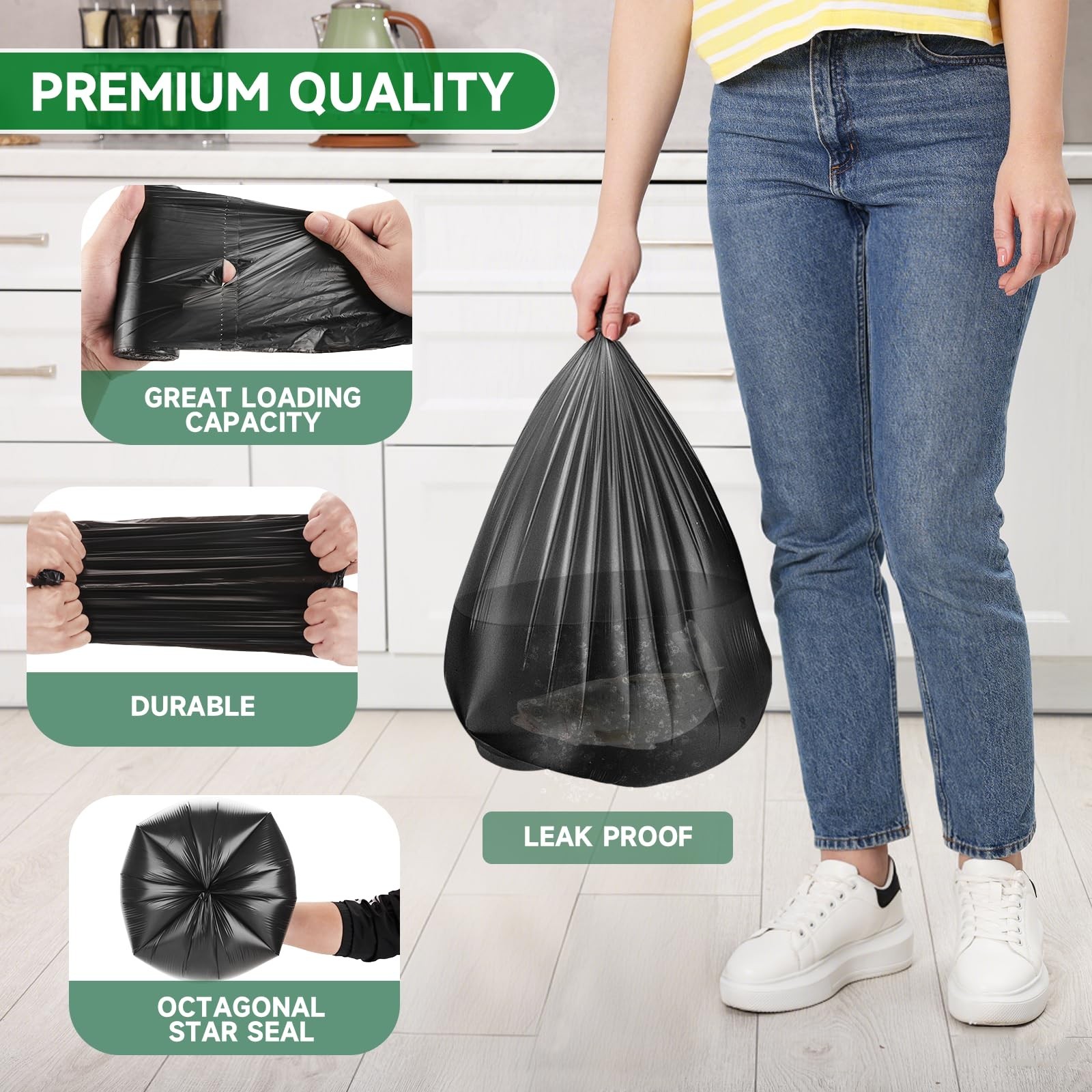 Small Biodegradable Trash-Bags Bathroom 2 Gallon-Black – Mini Garbage Bags Co…