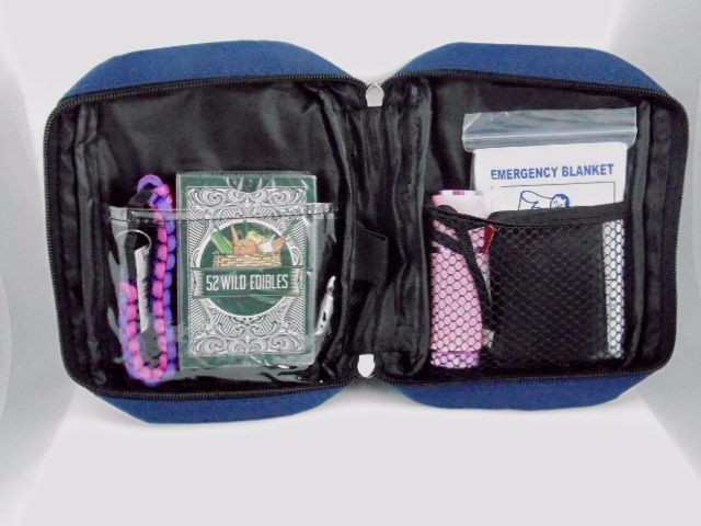 NAVY BELT BAG/WRIST-LET PINK SURVIVAL 52 WILD EDIBLES PLAYING CARDS AND MORE!