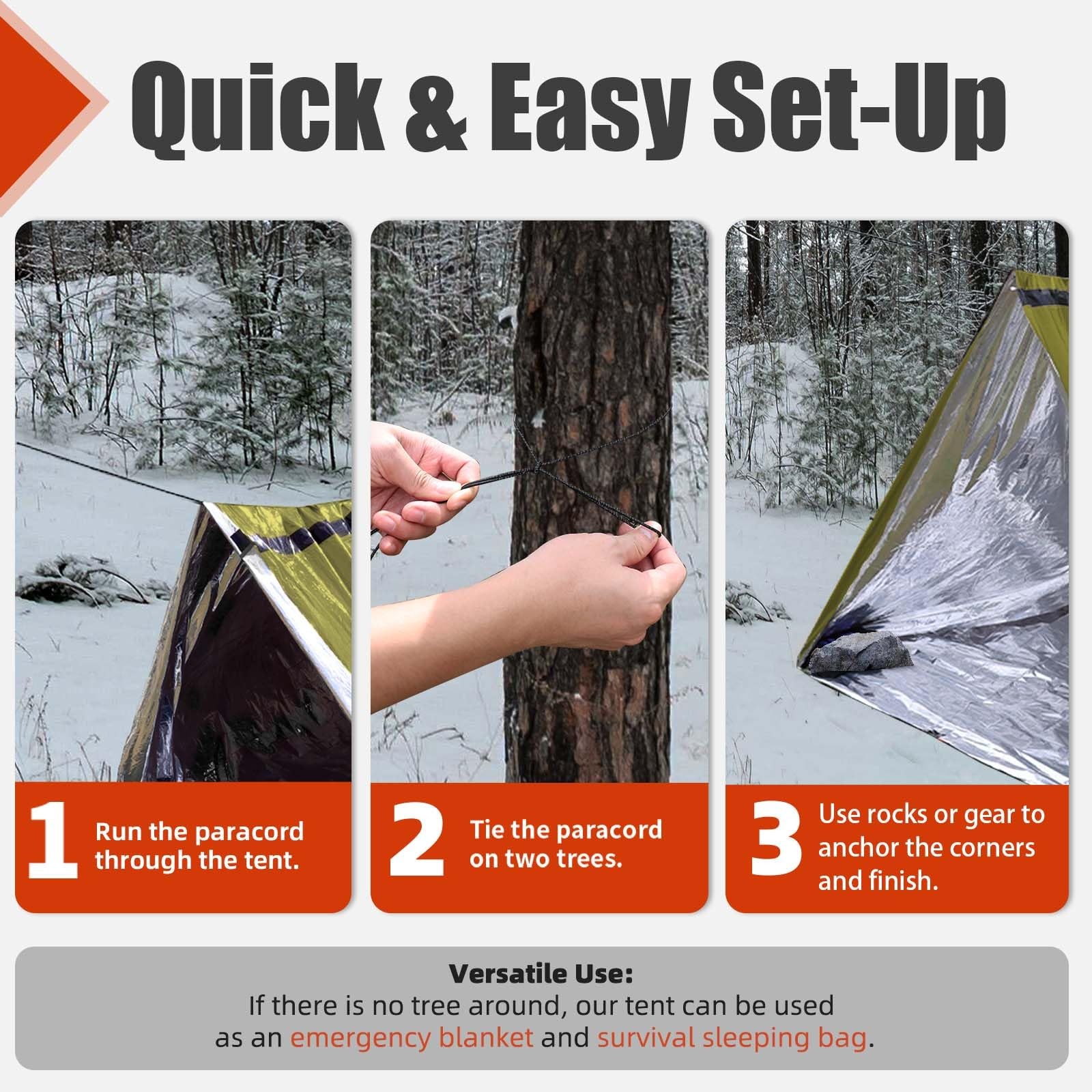 Extra-Thick Emergency Tent, Compact Survival Tent with Whistle, Upgraded Para…