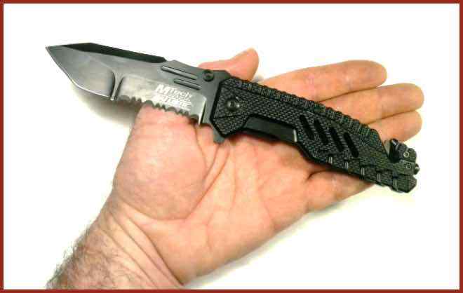 Survival Tactical Knife Black w Glass Bk + Multi-Function Pocket Knife with Saw