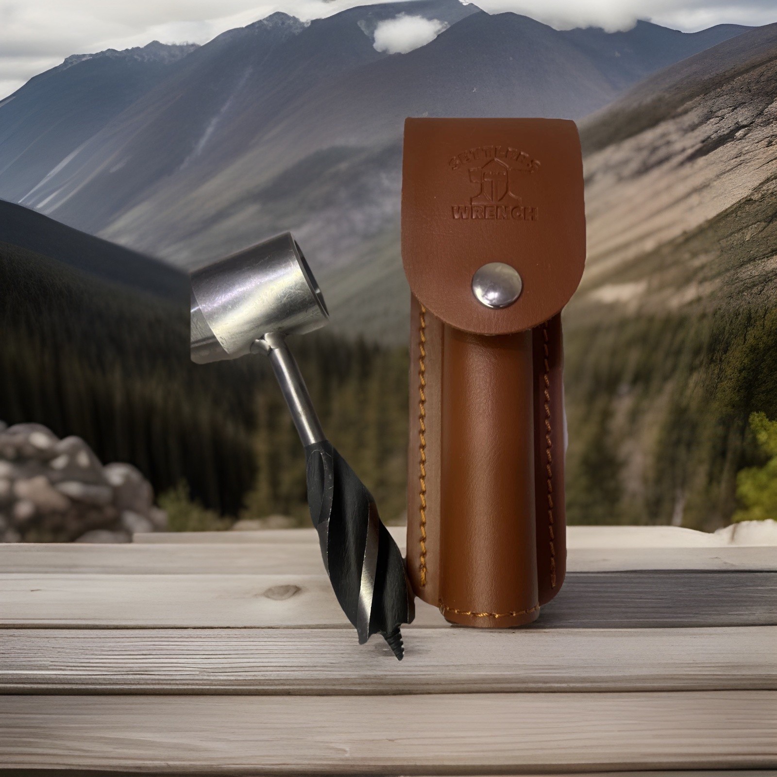Outdoors Settlers Tool, also known as a bushcraft hand auger wrench.