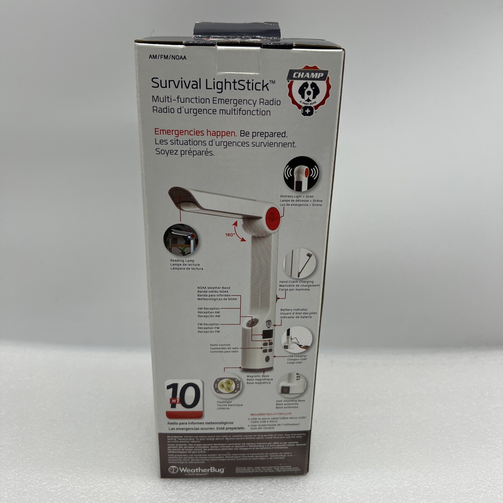 CHAMP RCEP500FLR 10 – in-1 Survival Light Stick New! Hand Crank Solar