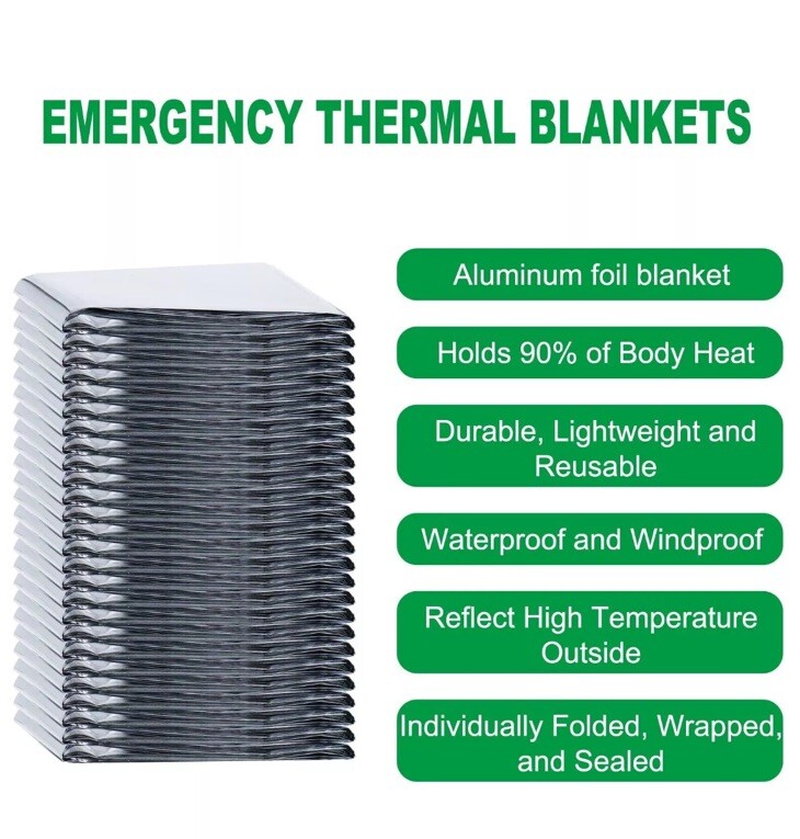 8 Pack Emergency BLANKET Thermal Survival Safety Insulating Mylar Heat 84″ X52″