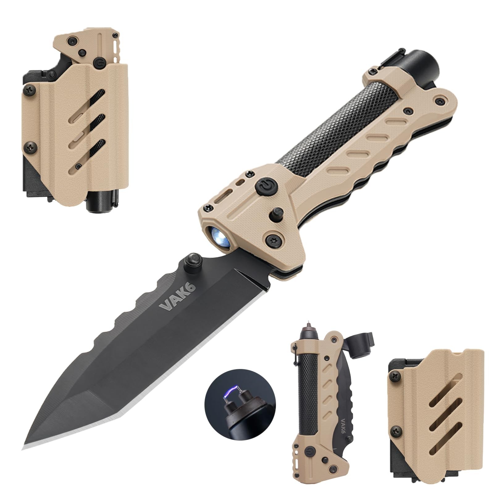 Viperade Vak6-S Survival Multitool Folding Knife Led Flashlight And Pulse