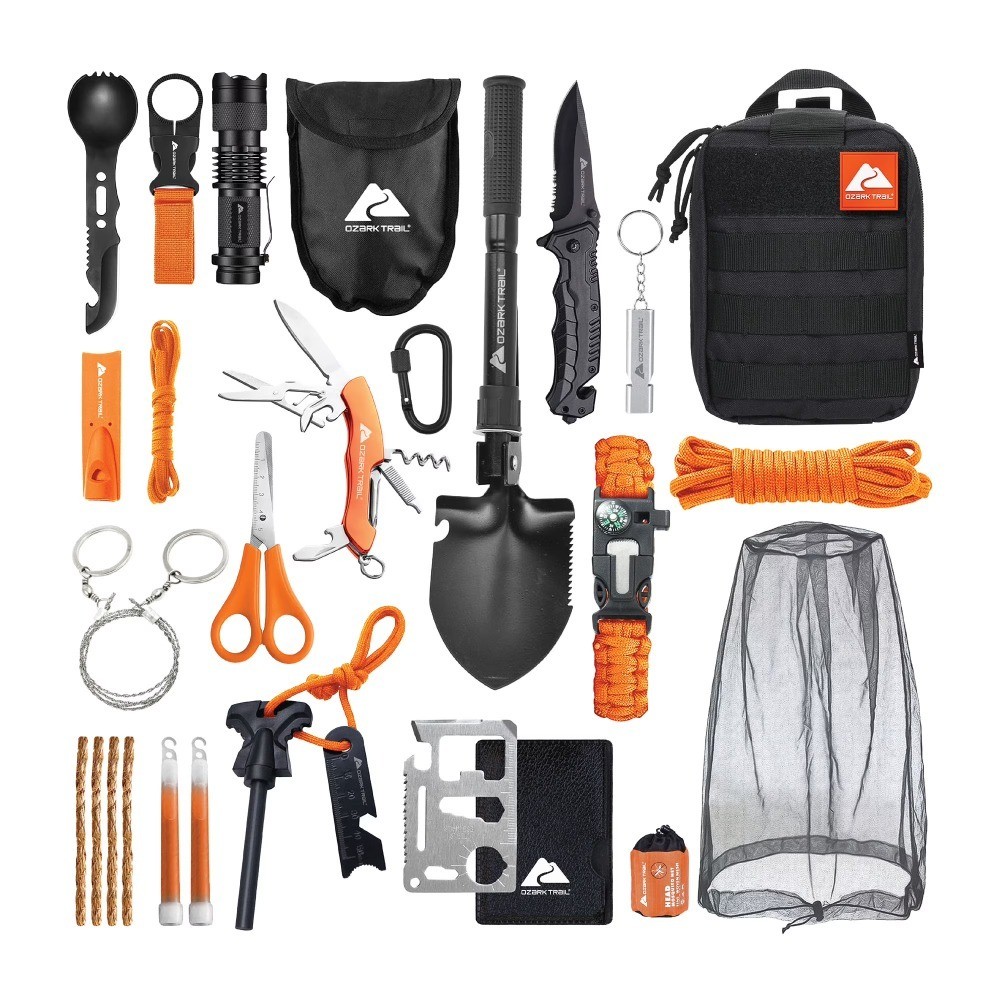 Deluxe Outdoor Survival Kit 21 Piece Emergency Gear Set with Flashlight Knife