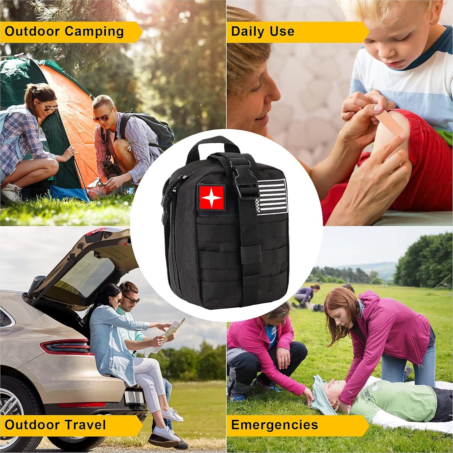 Emergency Survival Kit Bag First Aid Bug out Military Prepper Kit 200Pcs Bag