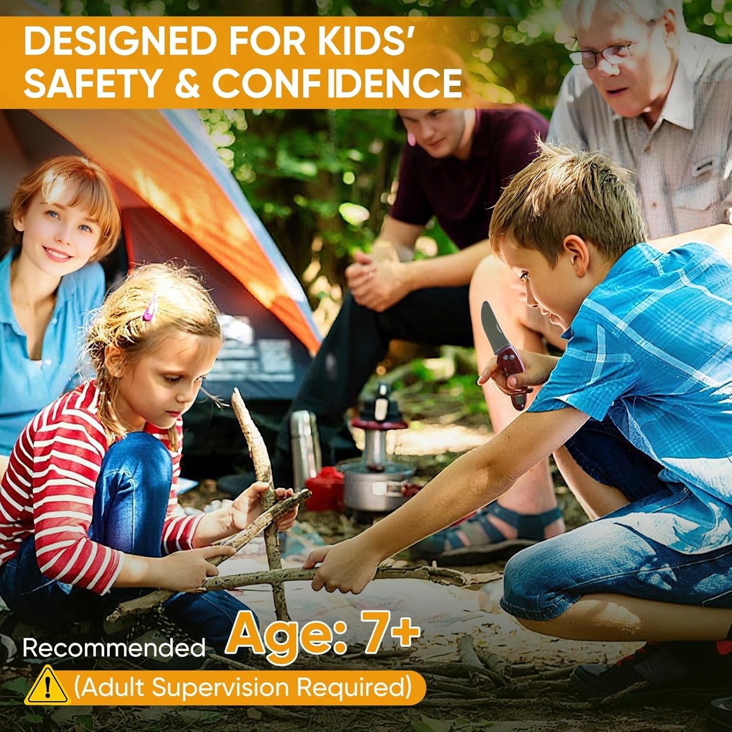 Complete Kids Survival Set with Knife, Fire Starter, Multi-tool and Carry Case