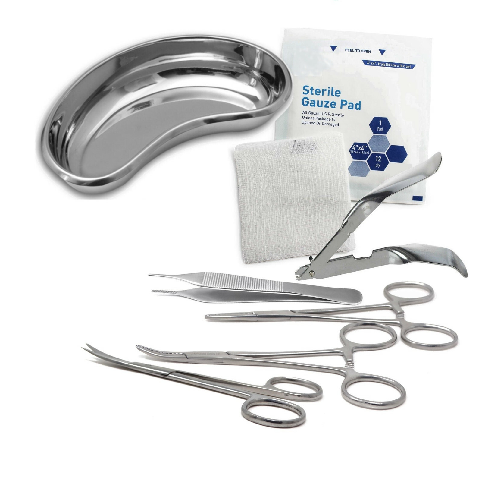New Skin Staple Removal Kit Emergency First Aid Survival Scissors Forceps Gauze