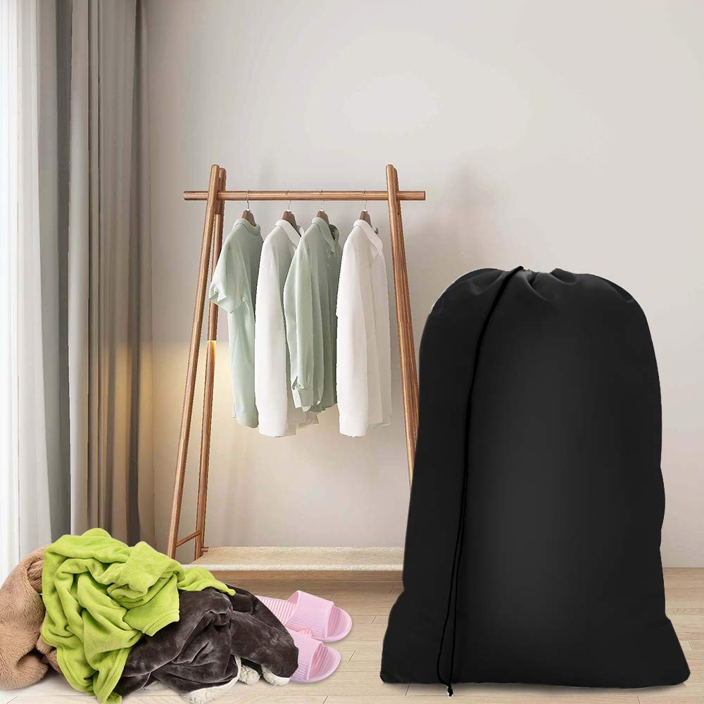 2 Pack Heavy Duty Large Laundry Bags 28 x 45 Inch Black Hamper Storage Set
