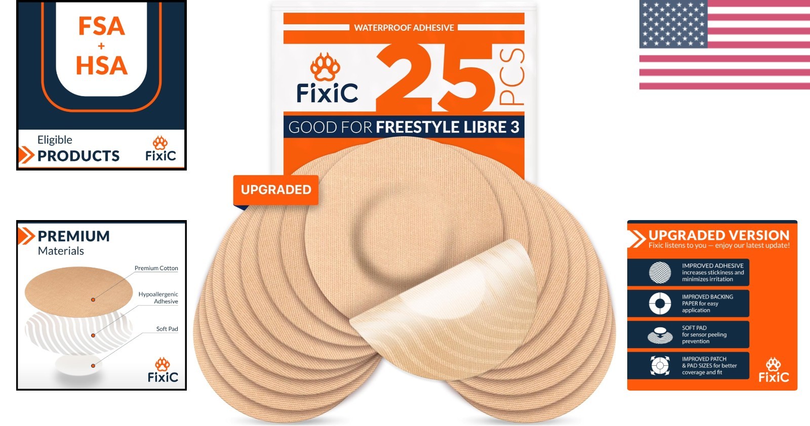 Tan Libre 3 Adhesive Sensor Covers – 3 Inch, 25 Pack, Hypoallergenic Comfort