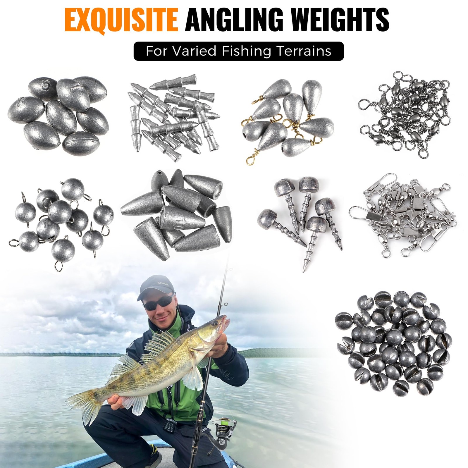 PLUSINNO 264/397pcs 7.9 x 4.3 x 2 inches, 397pcs Fishing Accessories Kit