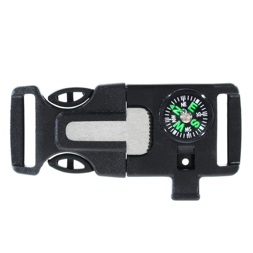 3/4 Inch Survival Buckle, 10 Pack – Emergency Whistle, Flint Scraper, Compass…