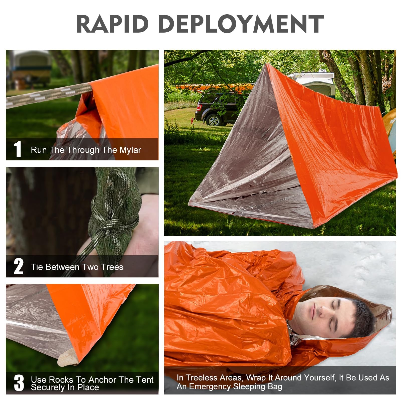 Emergency Survival Tent Shelter- 2 Person Mylar Emergency Tube Tent Survival Kit