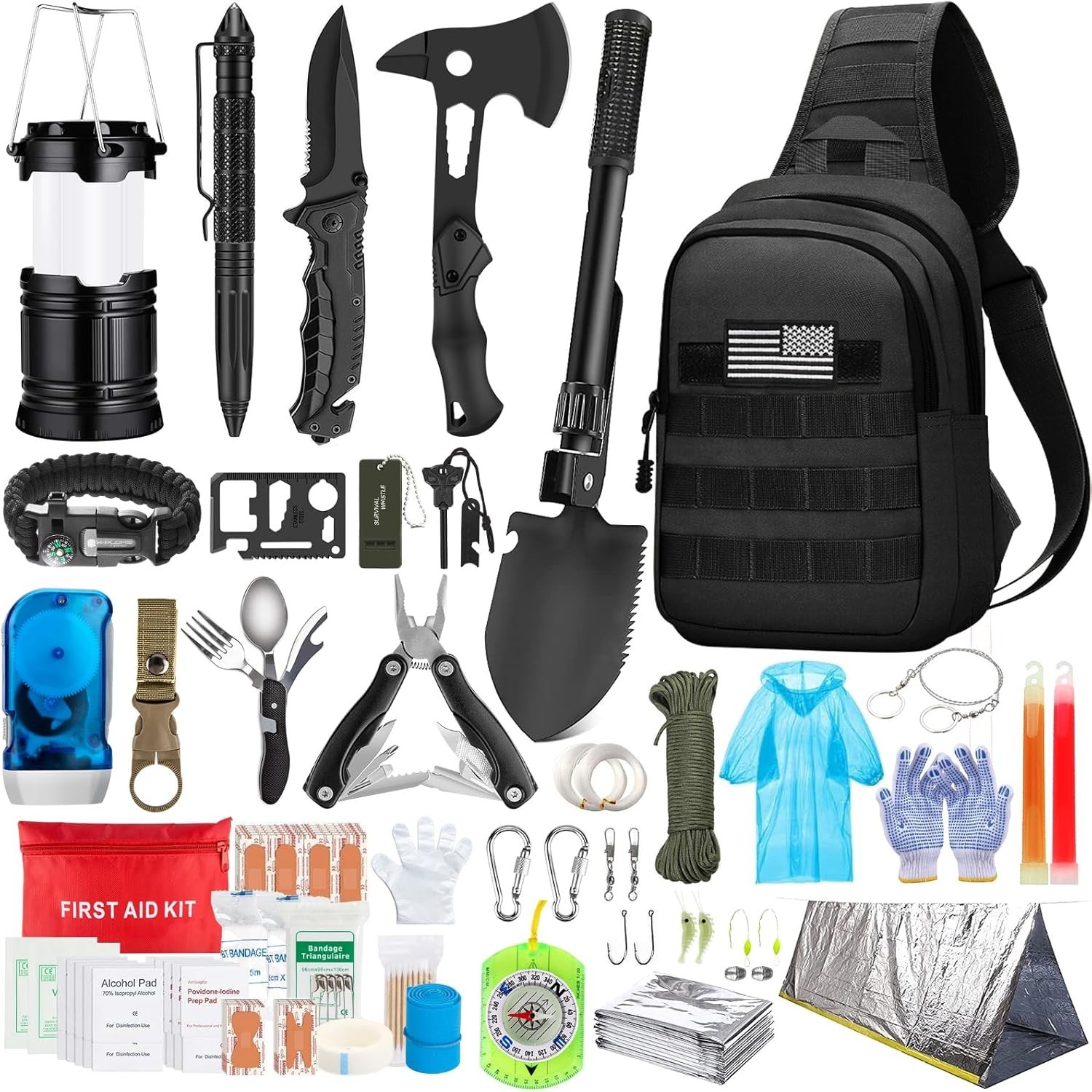 Lightweight 151-Pcs Emergency Survival Kit with Tactical Tools & First Aid Gear