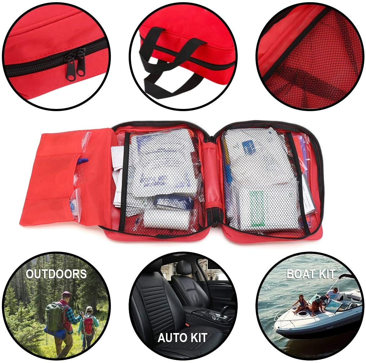 234 Piece First Aid Kit for Emergencies, Home, Office, Outdoors, Fully Stocked