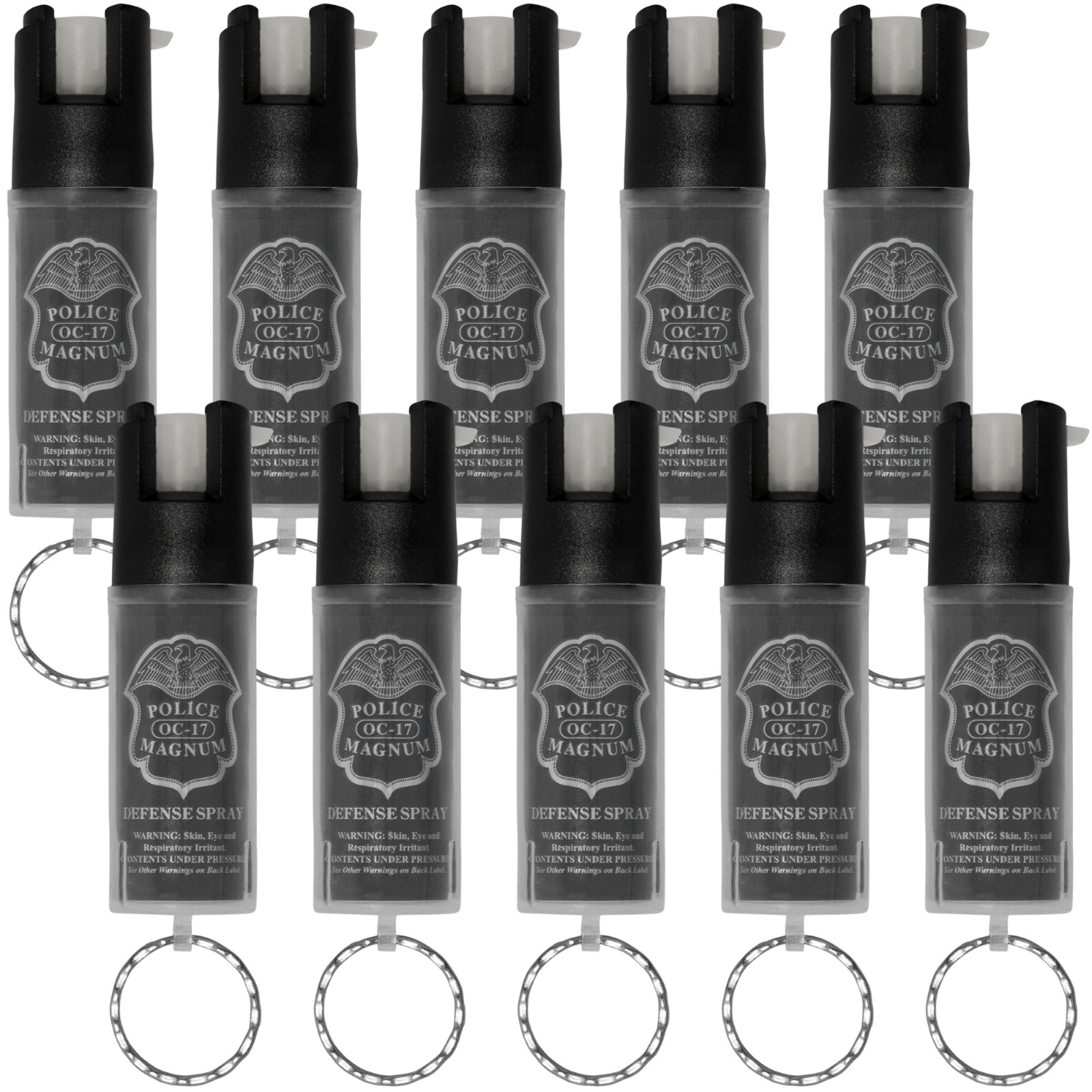 Police Magnum bulk pepper spray Self Defense Security OC 10 Pack 1/2oz Keyring