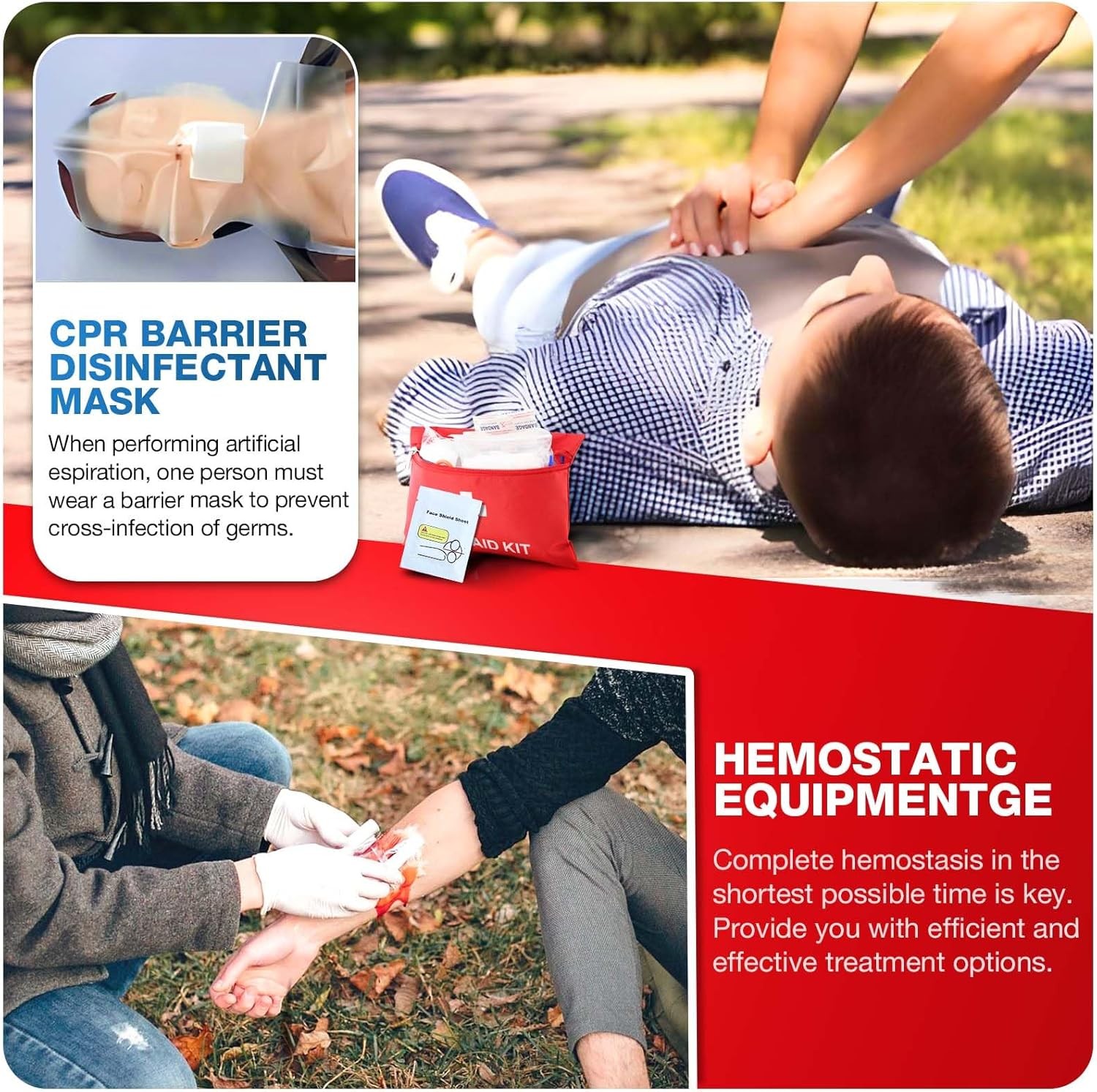 First Aid Kit for Home Car Travel 107 Piece Emergency Kits for Hiking Camping Sm