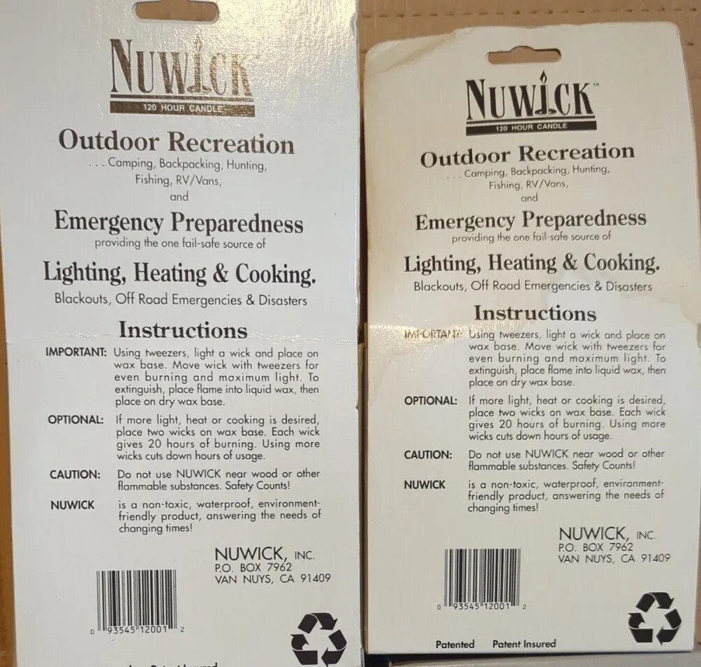 10x LOT- Nuwick 120 Hour Emergency 14 oz Candle Survival Gear *NEW in Box* fr/sh