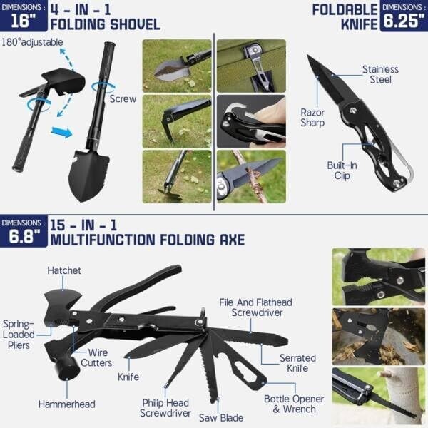 Survival Kit hunting/fishing crossbow. First aid, survival guide & much more!