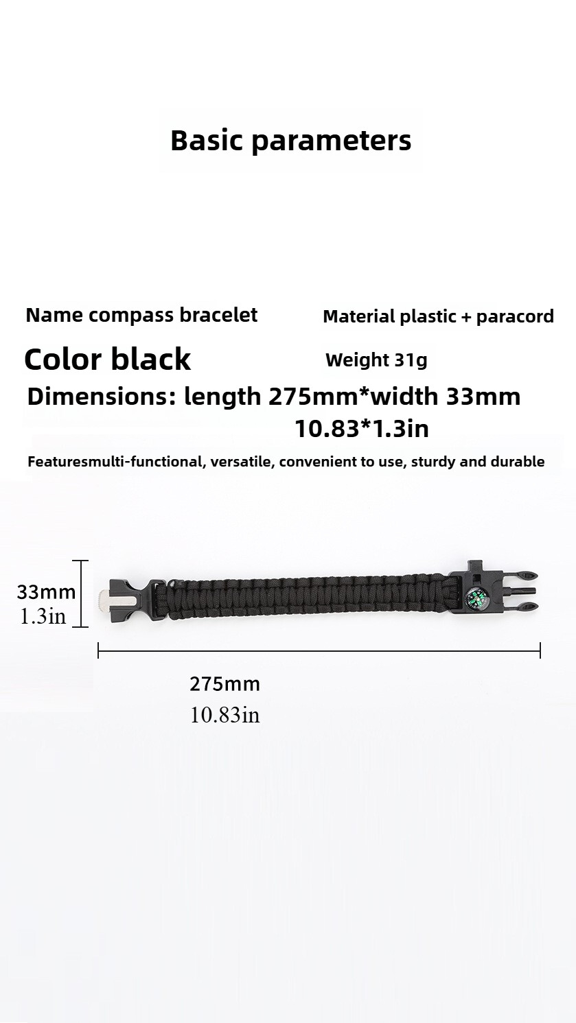 Parachute Woven Bracelet Compass Survival Hand Rope Outdoor Camping Emergency