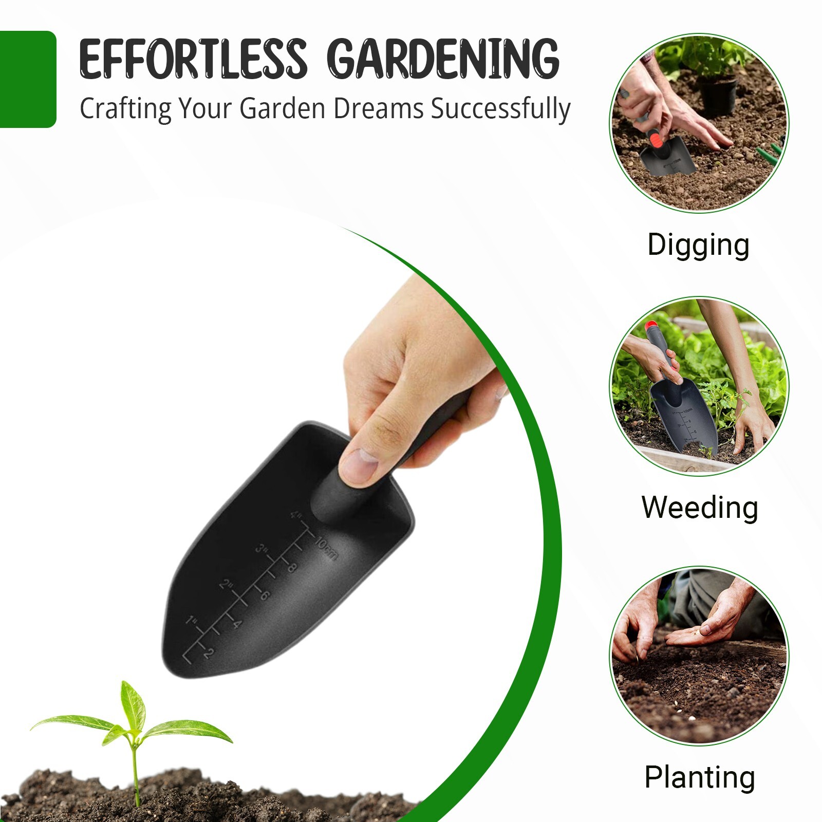 11″ Black Nylon Plastic Durable Camping Backpacking Gardening Shovel Trowel